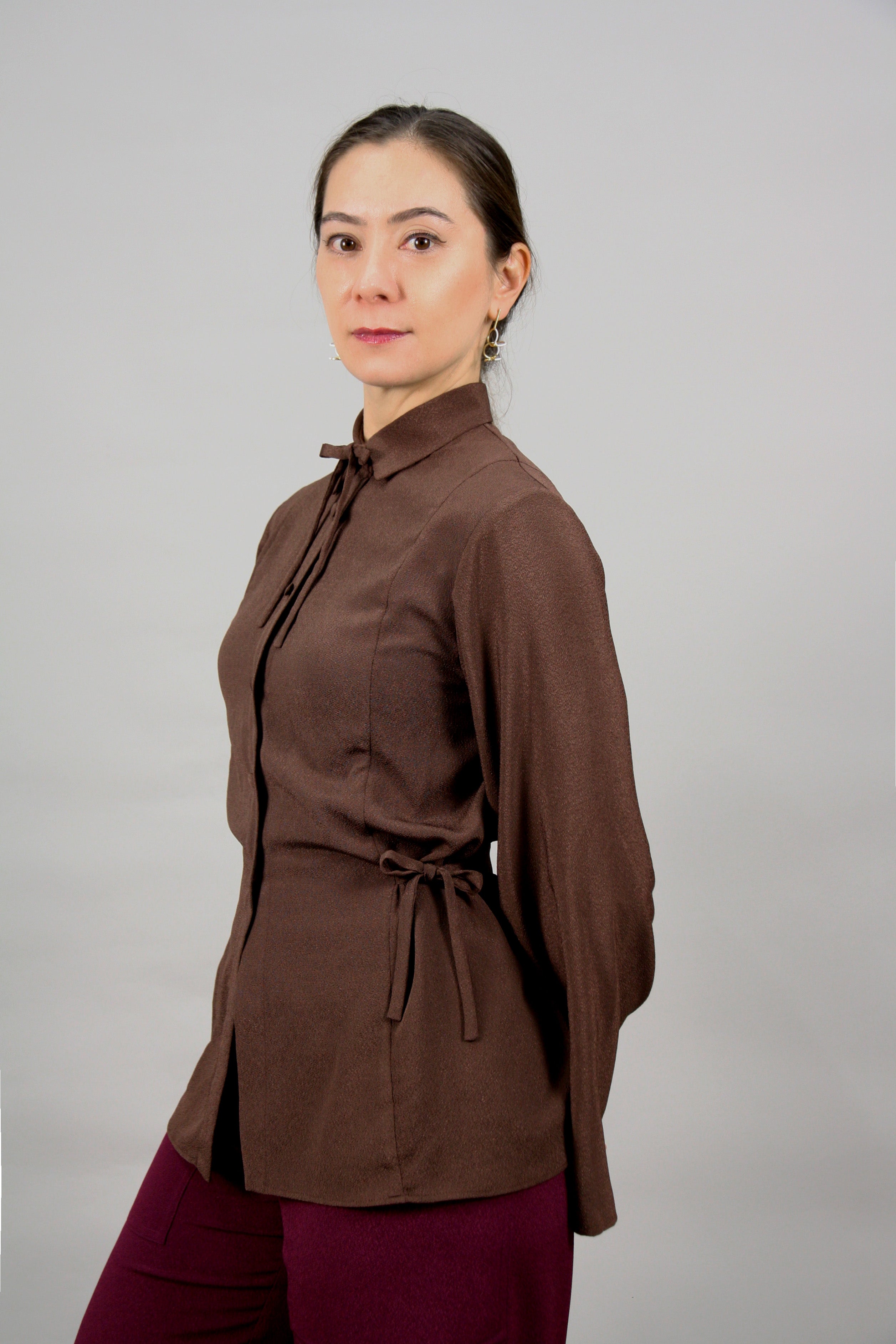 Ribbon Blouse – Adjustable Draped Look