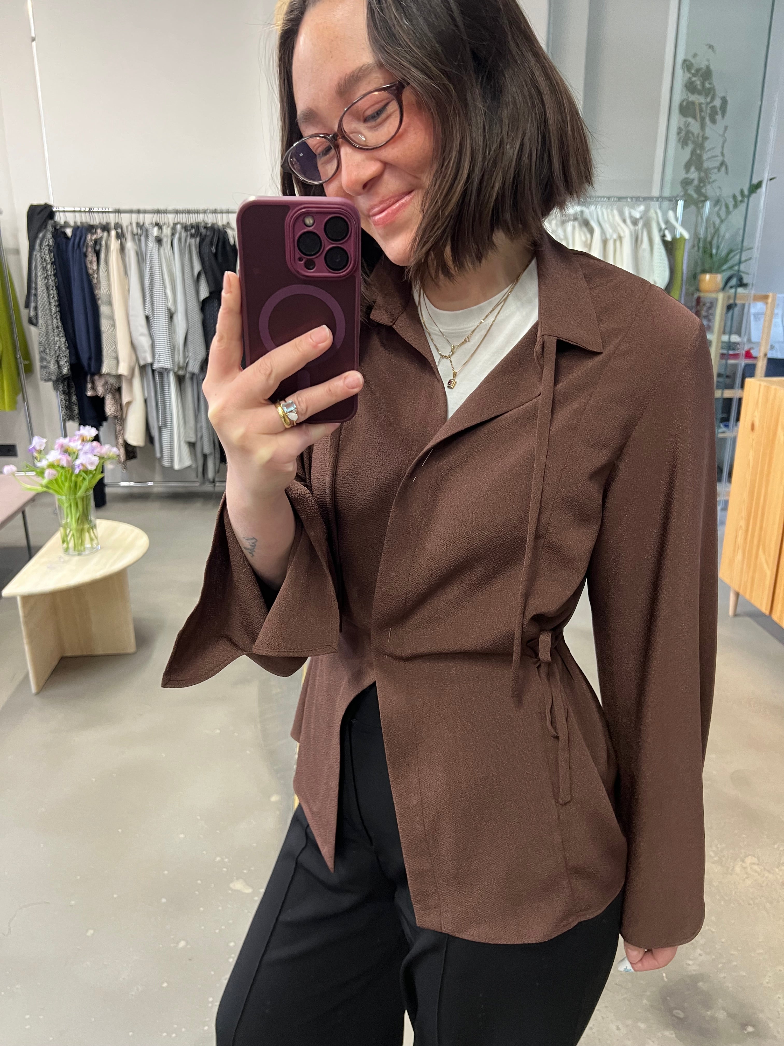 Ribbon Blouse – Adjustable Draped Look