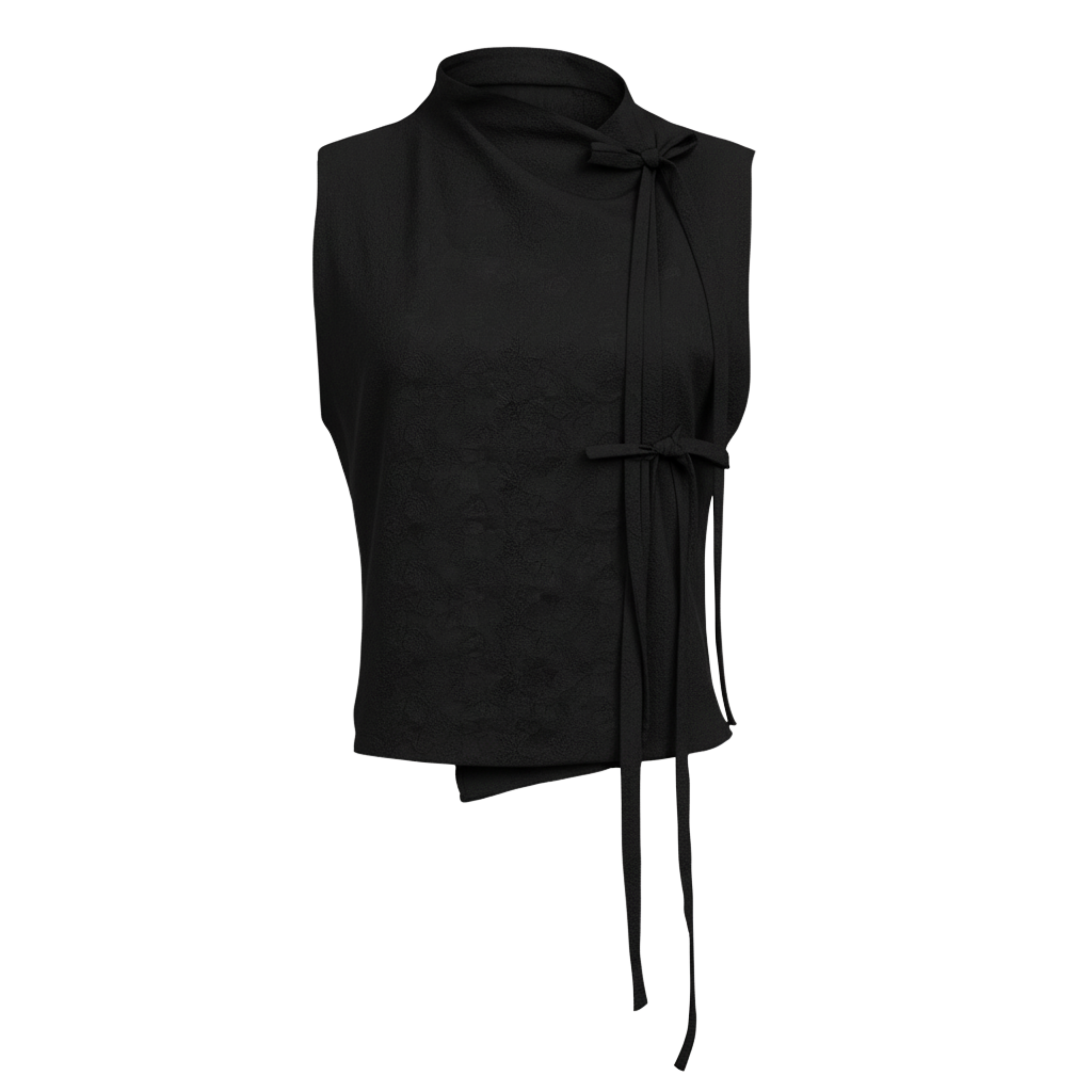 トップス Bibiy DONNA RIBBON VEST Reversible Ribbon Vest – Versatile Sleeveless Vest with Tie-Front