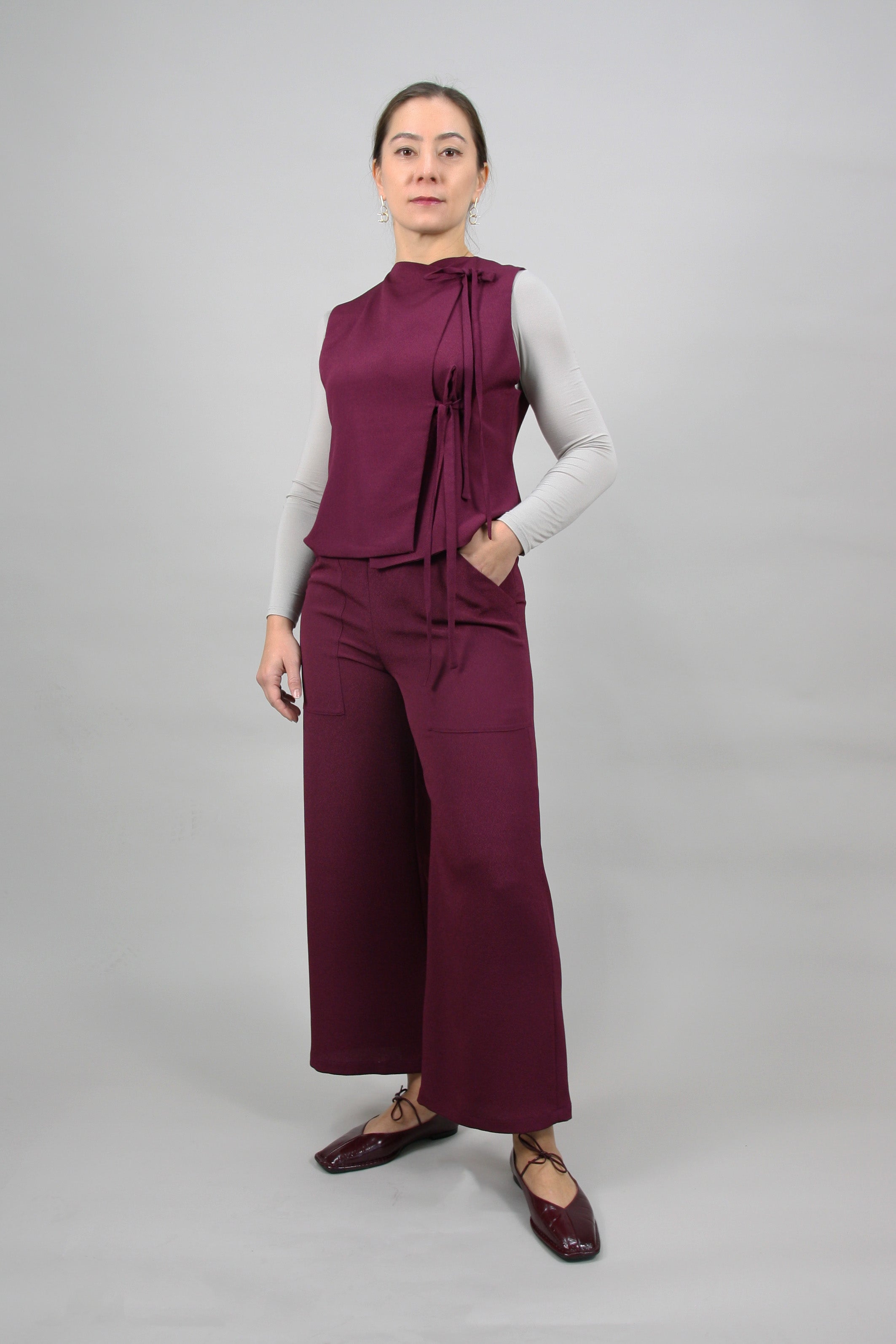 トップス Bibiy DONNA RIBBON VEST Reversible Ribbon Vest – Versatile Sleeveless Vest with Tie-Front