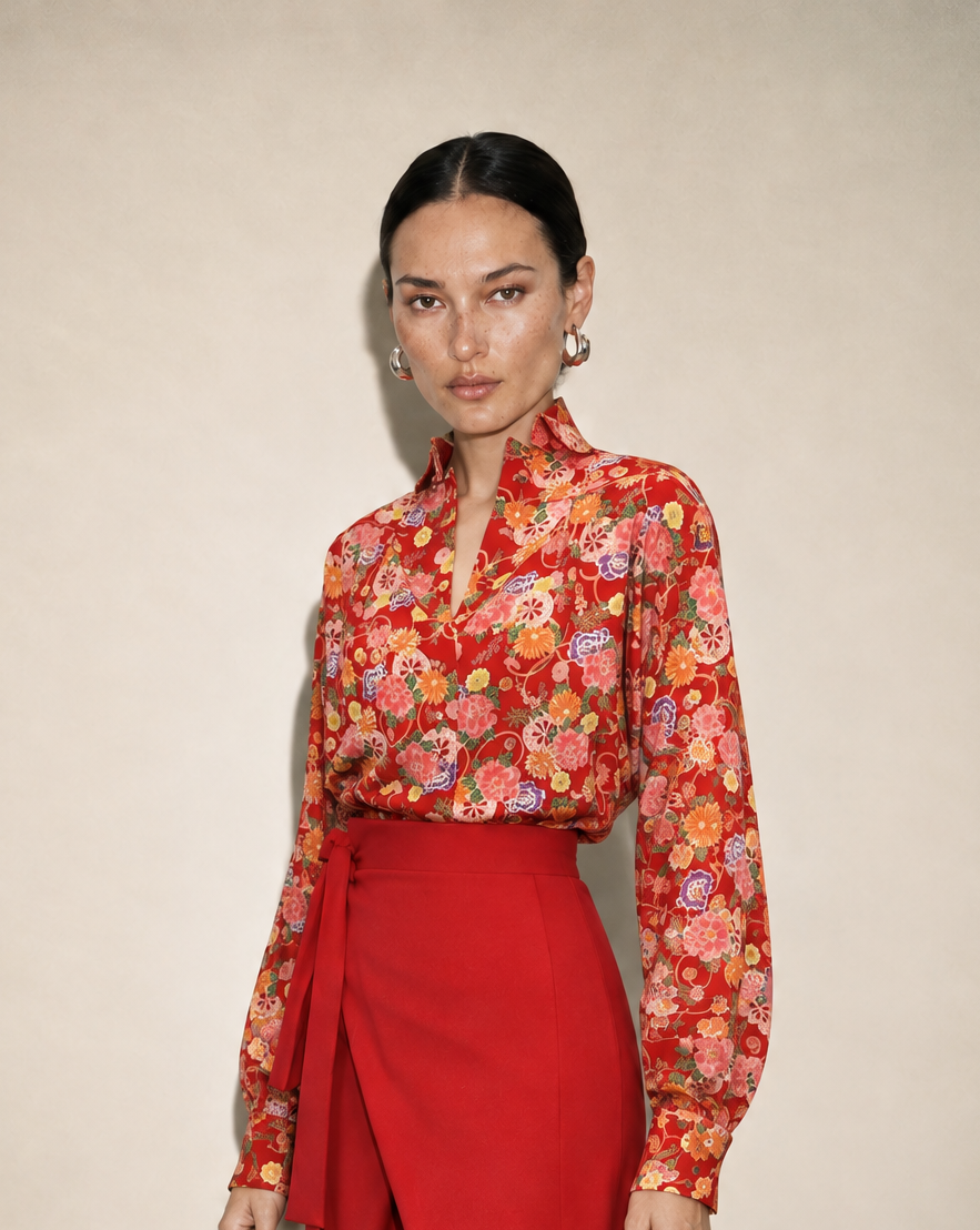 Signature 2-Way Double Collar Blouse – Iconic Versatility